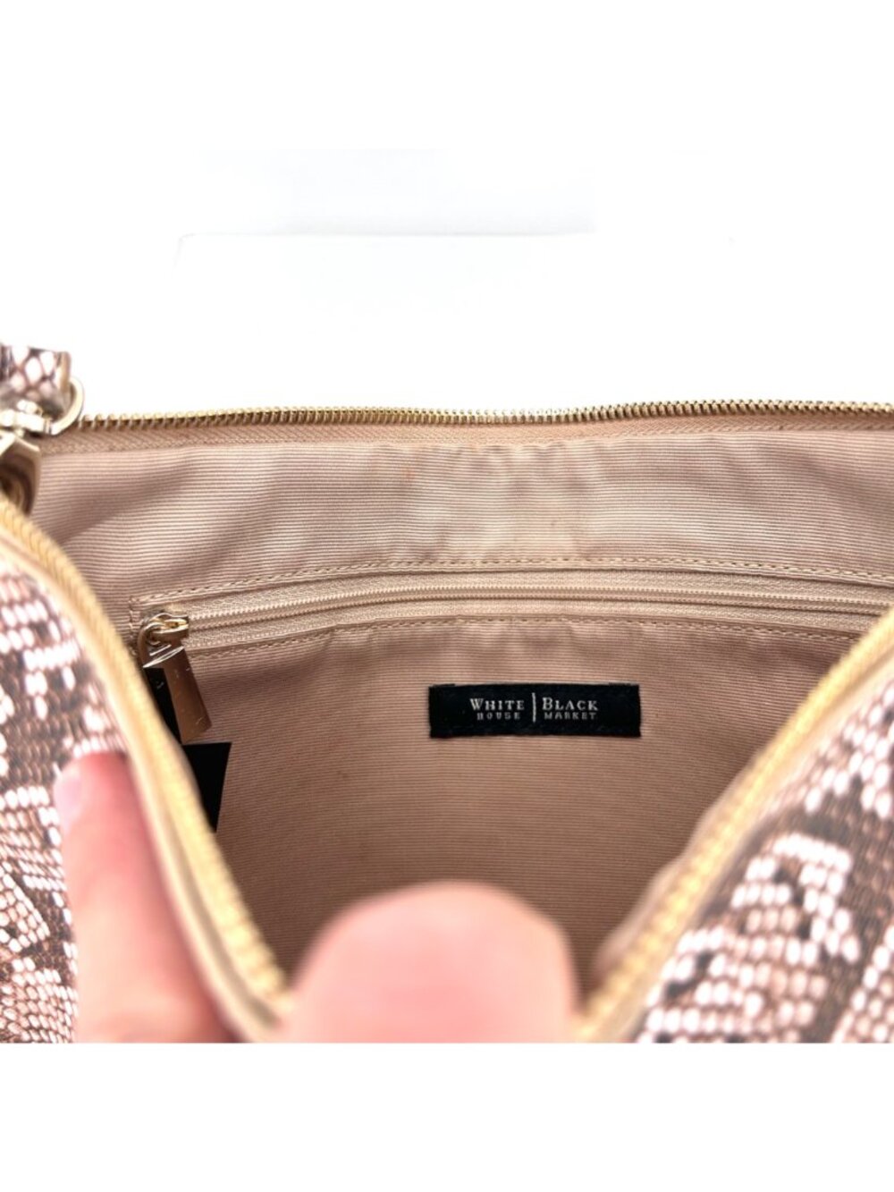 WHBM SNAKE PRINT STUD LARGE CLUTCH WRISTLET PURSE! - Picture 4 of 7